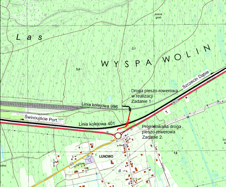 Umowa na realizację zadania „Budowa przejścia podziemnego pod linią kolejową nr 401 w Świnoujściu- Łunowie” na rzecz Miasta Świnoujście podpisana! 2 Mapka swinoujscie